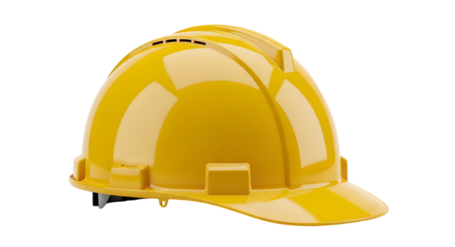 Bright yellow hard hat safety helmet for construction and industrial work protection