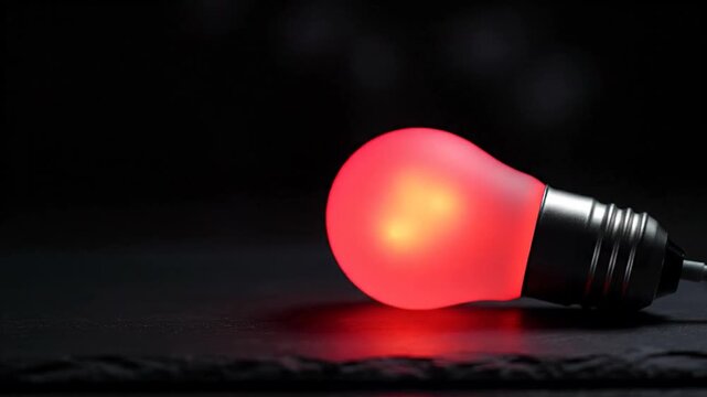 Glowing light bulb on dark surface, symbol of innovation and ideas, warm ambient lighting ideal for autumn creativity themes