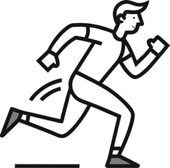 running man line art vector icon black and white, white background