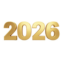 Shiny golden three-dimensional number 2026 new year