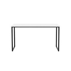 Modern white rectangular console table with black metal frame