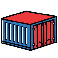 Colorful illustration of a shipping container, perfect for transportation and logistics themes
