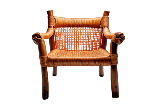Natural fiber chair design home interior furniture modern. isolated on a transparent or white background.