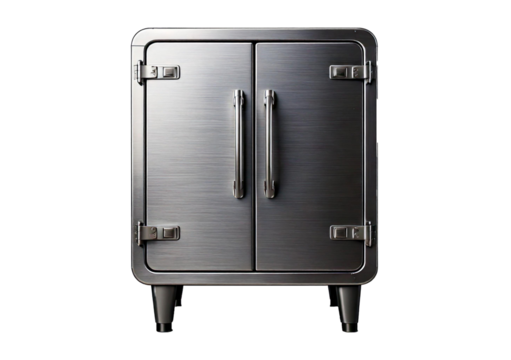 Storage solutions stainless steel cabinet in modern kitchen isolated on a transparent or white background. - Powered by Adobe