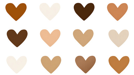 Diverse Skin Tone Heart Collection Representing Unity and Love