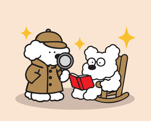 Merry Christmas and Happy New Year Cute Dog Hand Draw Illustration Art