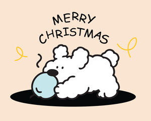 Merry Christmas and Happy New Year Cute Dog Hand Draw Illustration Art