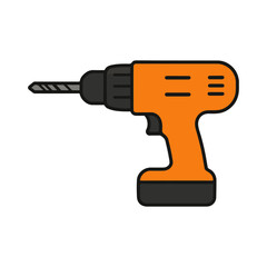 Drill Tool Illustration on White Background