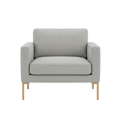 Minimalist grey fabric armchair wood legs single sofa
