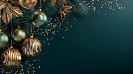 A luxurious holiday display background featuring opulent gold details, creating an elegant, festive, and upscale ambiance perfect for premium seasonal promotions.