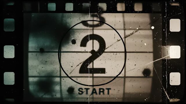 Vintage film strip with projected nostalgic images of clocks, numbers 8, and layered textures, capturing the concept of sentimental value and wistful longing, perfect for backgrounds or.