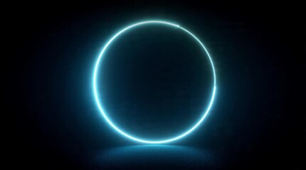 Abstract Glowing Neon Circle on Dark Background