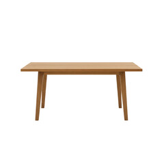 Fototapeta premium Minimalist light oak wood dining table with tapered legs on transparent background