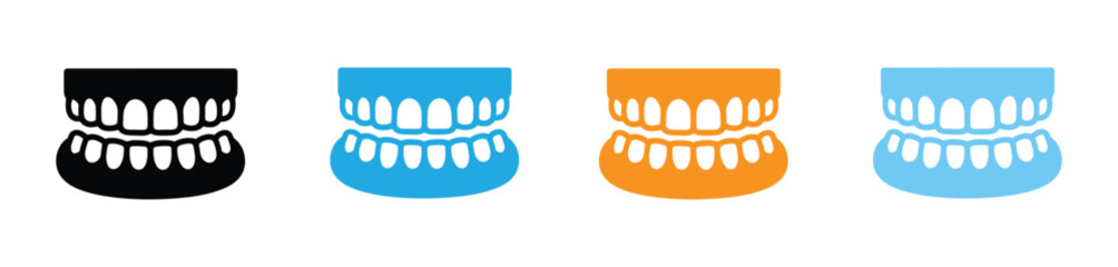 Colorful dental models demonstrate orthodontic and prosthodontic options for a perfect smile, ideal for dentists, orthodontists, and dental educators seeking engaging visuals