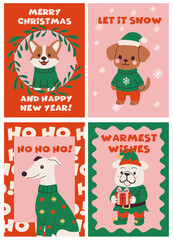 Festive Dog Holiday Greeting Cards with Christmas Cheer
