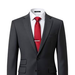 business suit with red tie