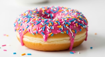 Delicious Doughnut with Pink Frosting and Sprinkles
