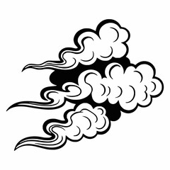 Stylized black and white cloud design a flowing and abstract illustration