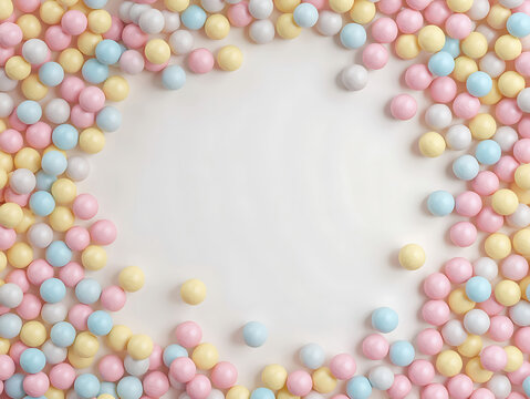 Pastel candies border on white background sweet and colorful design - Powered by Adobe