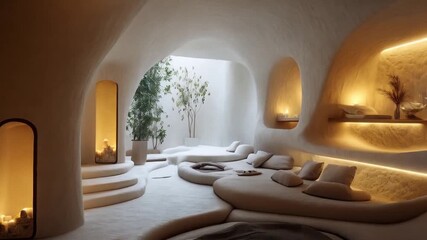 Luxury spa resort relaxation lounge interior design wellness center zen retreat serene space