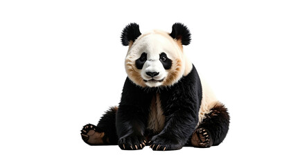 Seated panda, black/white fur, looking forward