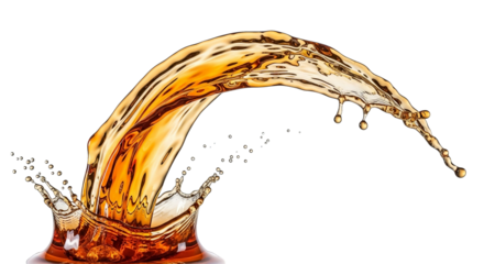 Golden Brown Beverage Splash Arc: Dynamic Liquid Motion Photo