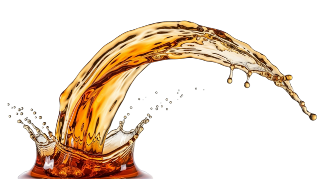 Golden Brown Beverage Splash Arc: Dynamic Liquid Motion Photo