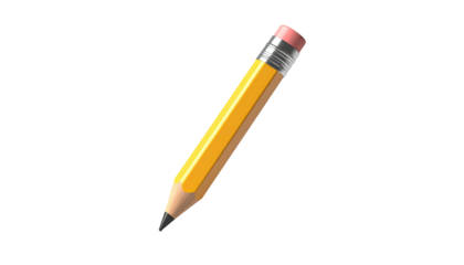 Single yellow pencil with pink eraser on a black background