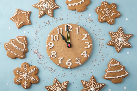 clock make from christmas cookie. Holiday season countdown