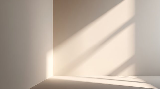 Gentle diagonal shadows from soft natural window light on smooth ivory minimal matte with large right negative space, creating calm modern background for business presentations and marketing slides.