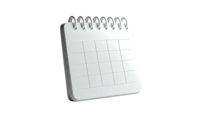 Blank white calendar with silver spiral