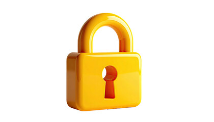 Glossy yellow padlock on black background