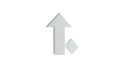 Arrow pointing up with small square at base, 3D look