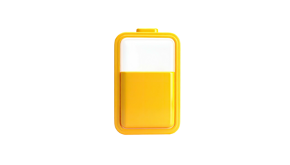 Half-charged golden battery icon on black background