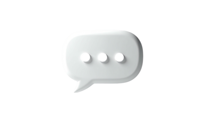 White chat bubble with three dots, black background
