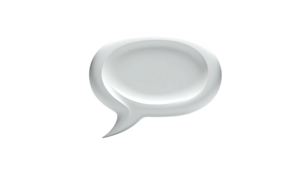 Glossy, isolated white chat bubble on black background