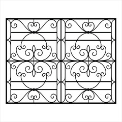 Elegant Curved Scrollwork Vector Window Grill Design