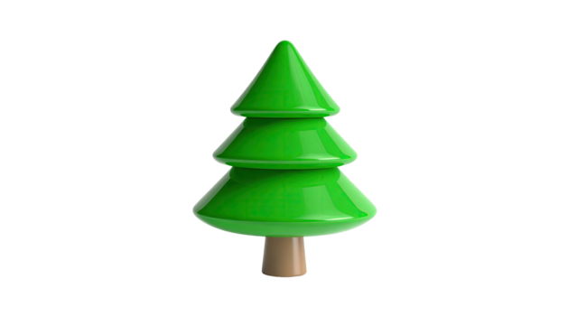 Glossy green cartoon Christmas tree on a black background - Powered by Adobe