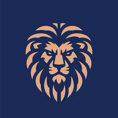 Lion Head Logo Design. Vector Illustration. Stylized Lion Logotype.