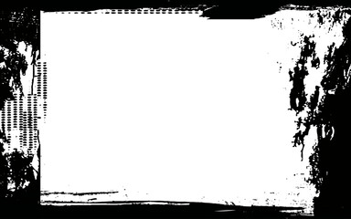 Black grunge frame for stories and social network Template with brush stroke. Rectangular border with grunge overlay. Vector illustration isolated on white background.
