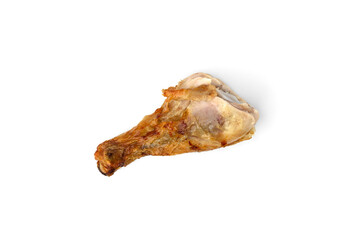 Baked chicken leg isolated on white background