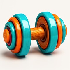 Colorful Dumbbell with Teal and Orange Weights fitness