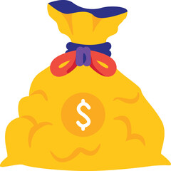 Vibrant money bag icon representing financial prosperity, investment, and savings concept