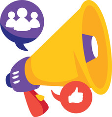 Megaphone Broadcasting Social Media Engagement and Announcement Concept