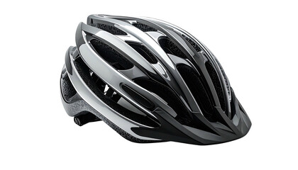Silver and black bicycle helmet with ventilation
