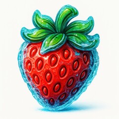 Red Strawberry Covered in Frosty Ice fruit