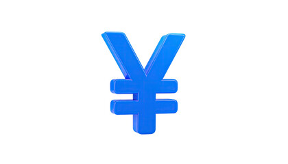 Fototapeta premium Blue shiny Yen sign symbol isolated against a black background