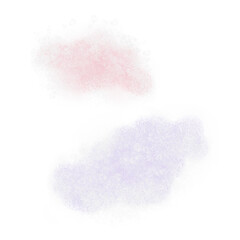 Abstract watercolor clouds in pastel pink and purple colors. Paint splashes isolated illustration set with paper texture. Hand drawn background elements clip art