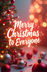 Sparkly, festive Merry Christmas greeting images with twinkling lights, red and silver ornaments, and a joyful holiday theme perfect for sharing season's cheer.