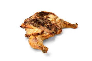 Baked chicken isolated on white background.
